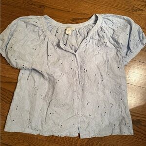 Calypso st Barth Women's Light Blue Eyelet Top